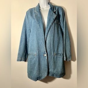 Original JORDACHE Women's Medium Vintage Denim Blazer Jean Jacket 80s 90s Y2K